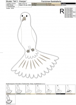 Preview: 3D-Applikation "Taube" (13x18) Preview: 3D-Applikation "Taube" (13x18)